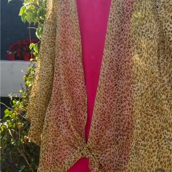 Leopard Print Sheer kimono, wrap, or coverup - Picture 4 of 7